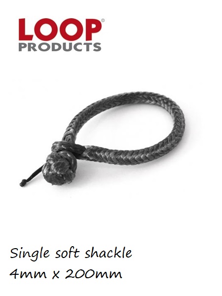 Loop soft rope shackle - single  4mm x 200mm